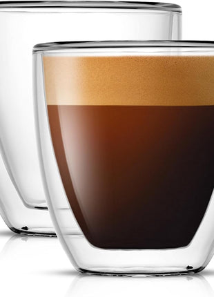 JoyJolt Savor Double Wall Insulated Glasses Espresso Mugs (Set of 2) - 5.4-Ounces