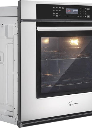 Empava 30" Electric Single Wall Oven Air Fryer Combo Convection Oven Built-in 10 Cooking Functions with LED Digital Display Convection Fan Touch Control in Stainless Steel EMPV-30WO04