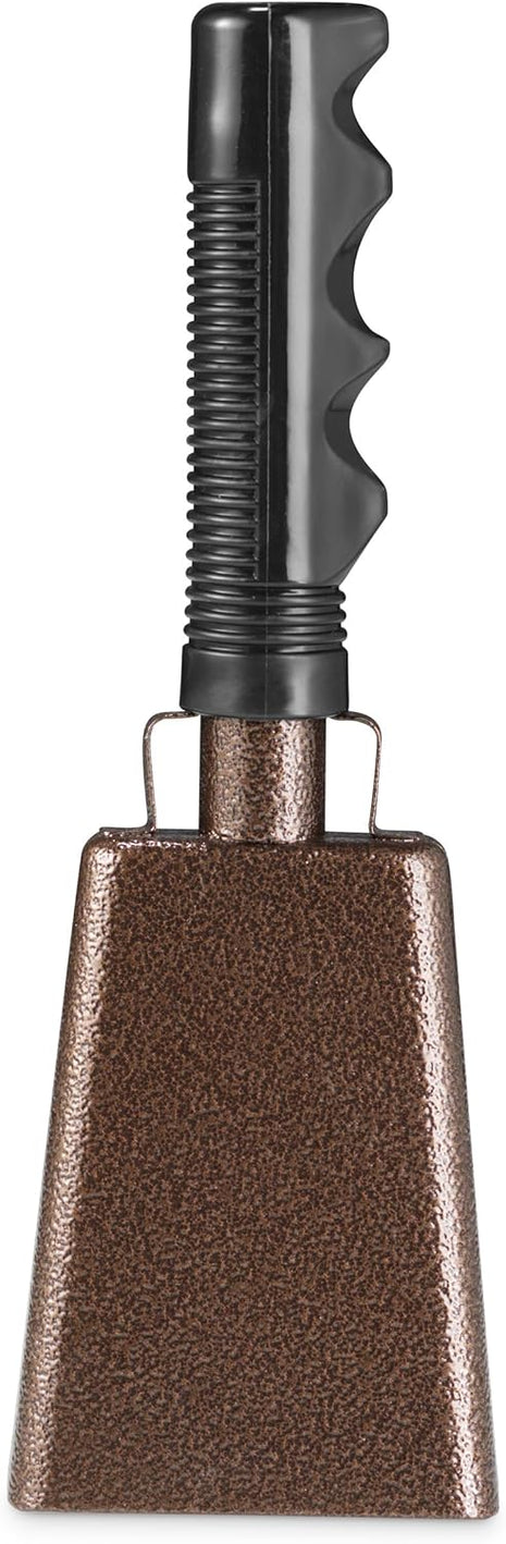 9 inch Metal Cowbell with Handle - (1 Pack) Cow Bells Loud Cheering Noise Makers for Sporting Events, Football Games, School Spirit, Rallies & Celebrations - Copper Steel Percussion Music Instrument