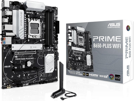 ASUS Prime B650-PLUS WiFi AMD B650 AM5 RyzenTM Desktop 9000 8000 & 7000 ATX Motherboard, DDR5, PCIe 5.0 M.2, 2.5Gb LAN, WiFi 6E, HDMITM, SATA 6 Gbps, USB Type-C®, BIOS FlashbackTM, ThunderboltTM 4 Header