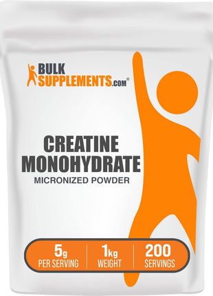 BulkSupplements.com Creatine Monohydrate Powder   Micronized Creatine Powder, Unflavored   Pure & Gluten Free, 5g (5000mg) per Servings, 1kg (2.2 lbs) (Pack of 1)