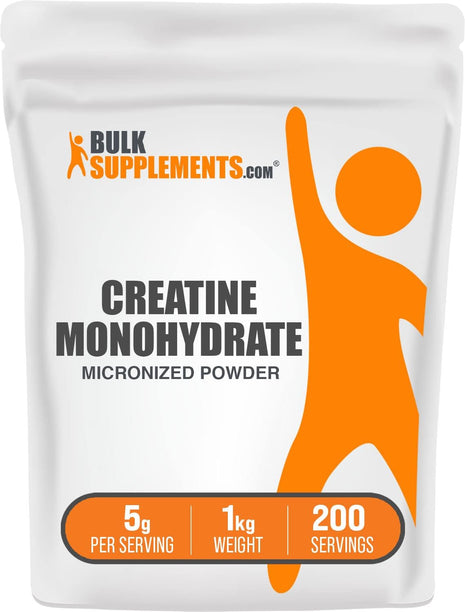 BulkSupplements.com Creatine Monohydrate Powder   Micronized Creatine Powder, Unflavored   Pure & Gluten Free, 5g (5000mg) per Servings, 1kg (2.2 lbs) (Pack of 1)