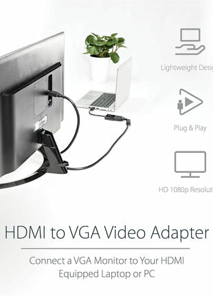 StarTech.com 1080p 60Hz HDMI to VGA High Speed Display Adapter - Active HDMI to VGA (Male to Female) Video Converter for Laptop/PC/Monitor (HD2VGAE2)