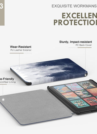 MoKo Case for All-new 7 inchKindle Paperwhite 12th Generation 2024&Kindle Colorsoft Signature Edition 2024,Lightweight PU Protective Shell Cover with Auto Wake/Sleep for Kindle Paperwhite 2024,Gray Forest