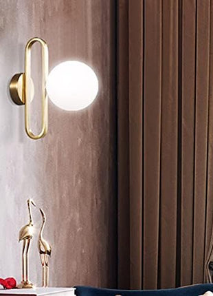 Wall Light - Glass Ball Bedside Wall Lamp Fashion Retro Brass Molecule Design Kitchen Foyer Study Decorative Led Indoor Lighting,Lighting Fixtures s/Nature White(35005500K)/s