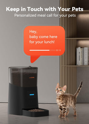 WOPET 6L Automatic Cat Feeder,Wi-Fi Enabled Smart Pet Feeder for Cats and Dogs,Auto Dog Food Dispenser with Portion Control, Distribution Alarms and Voice Recorder Up to 15 Meals per Day