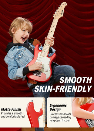 Donner 30 Inch Kids Electric Guitar Beginner Kit ST-Style (Red) | Mini Electric Guitar for Boys Girls with Amp, 600D Bag, Tuner, Picks, Cable, Strap, Extra Strings, and Lessons, DSJ-100