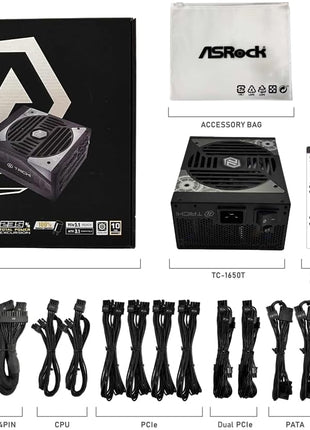 ASROCK TC-1650T 1650 WATT 80 Plus Titanium ATX Fully Modular Power Supply - ATX 3.1 Compatible
