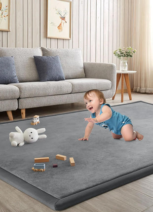 Baby Play Mat for Floor Nursery Rug Muscle Mat Area Rug Playroom Rug 79"x110" Playpen Mat Elastic Foam 1.3" Thick Crawling Mat for Babies,Toddlers, Infants, Kids,Grey