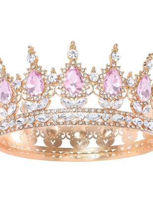 Feltent Pink Queen Crown for Women Crystal Tiara for Girl Rhinestone Wedding Headband for Bride Hair Accessories for Costume Birthday Party Prom Gifts