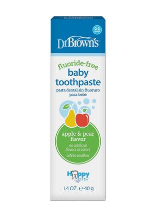 Dr. Brown's Fluoride-Free Baby Toothpaste, Safe to Swallow, Apple Pear, 1-Pack, 1.4oz/40g, 0-3 Years