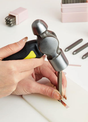 Juvale Metal Stamping Hammer - Leather Stamp Hammer for Jewelry Metal Stamping Tools & Crafts - Dual-Sided Grooved Grip for Precise Crafting - 1 Lb, 6 In, Black