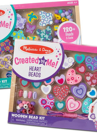 Melissa & Doug Sweet Hearts and Butterfly Friends Bead Set of 2-250+ Wooden Beads