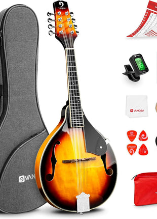 Vangoa Mandolin Musical Instrument A Style, Acoustic Mandolin Instrument Kit Italian 8 String for Professional Beginners Adults Teens Youth Kids, Sunburst, Glossy