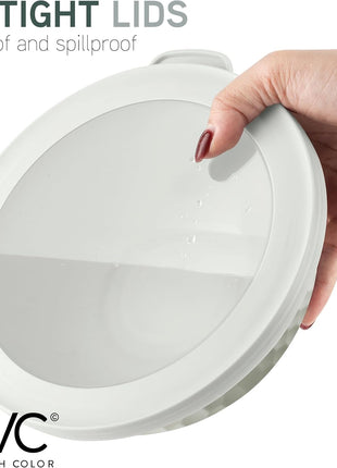 COOK WITH COLOR Mixing Bowls with Lids   12 Piece Plastic Nesting Bowls Set includes 6 Prep Bowls and 6 Lids, Non Slip Bottom and Embossed Design   Microwave Safe (Sage)