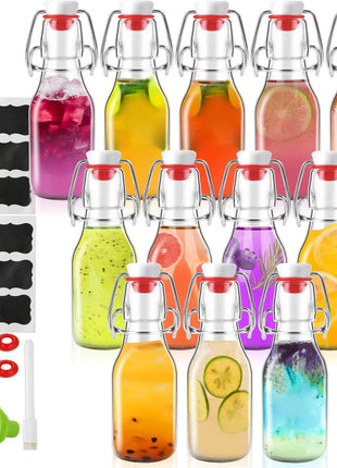 ZEBEIYU 12 Pack 4 oz Swing Top Glass Bottles,Flip Top Glass bottles with airtight Caps for Home Brewing Beer,Kombucha,2nd Fermentation,Kefir,Beverages,Soda,Oils,Vinegar,Limoncello,Vanilla extract