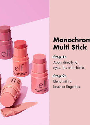 e.l.f. Monochromatic Multi Stick, Travel-Sized Luxuriously Creamy & Blendable Color, For Eyes, Lips & Cheeks, Vegan & Cruelty-Free, Dazzling Peony, 0.17 Oz