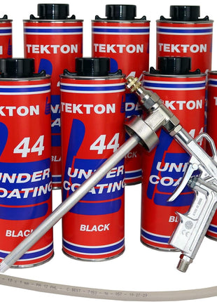 Tekton44 Vehicle Undercoating - Black Sprayable Automotive Undercoating Kit for Cars, Trucks, Vans - Rust and Corrosion Protection (8 Liter Cans with Sprayer and Wand)