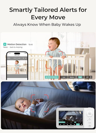 Dr.Care VistaView Lite RB Smart WiFi Baby Monitor - 4inch 720P Split Screen & 1080P Camera App Control, Motion Alerts, 2500mAh Removable Battery, HD Night Vision, 2-Way Talk, Multi-User, Triple Security