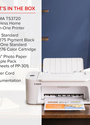 Canon PIXMA TS3720 Wireless All-in-One Printer for Basic Home Printing, White