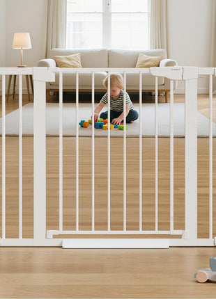 Cumbor 30-40.6 in Baby Gate for Stairs and Doorways, Dog Gate Indoor White | Mom's Choice Awards Winner, Auto Close, Double Lock, Safety Child Gate for Toddlers & Pets, Pressure or Hardware Mounted
