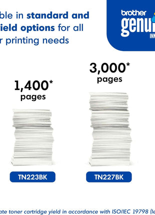Brother Genuine TN227, TN227BK, High Yield Toner Cartridge, Replacement Black Toner, Page Yield Up to 3,000 Pages, TN227BK, Amazon Dash Available