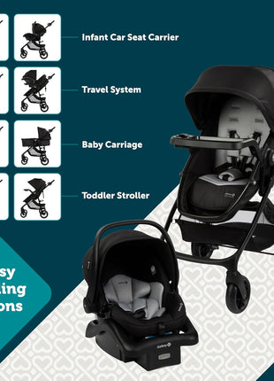 Safety 1st Grow and Go Flex 8-in-1 Car Seat Stroller Combo, Baby Stroller Travel Systems for Infants 4-30 lbs, Stroller and Carseat Combo Set, Foundry
