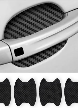 4PCS Sticker, Carbon Fiber Anti-Scratches Car Door Cup Protector, Non-Marking Auto Door Handle Protective Film, Universal for Most Car Handles (Black/4PCS)