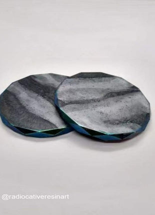 ResinWorld 4 Pack Coaster Molds - Diamond Edge Crystal & Round Geode Silicone Molds for Epoxy Resin Casting