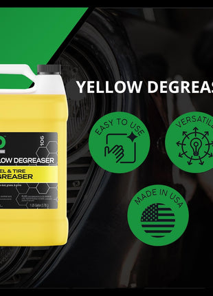 3D Yellow Degreaser – Non-Acid Wheel & Tire Cleaner Spray for Brake Dust, Grime & Tire Dressings – Safe for All Wheels & Whitewalls - 1 Gallon