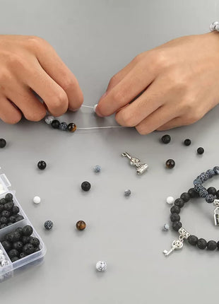 Mchruie Stone Beads for Jewelry Making, Charm Bracelet Making Kit, 450Pcs Beads for Bracelets Making Kit DIY Magnetic Bracelets for Couples Lovers