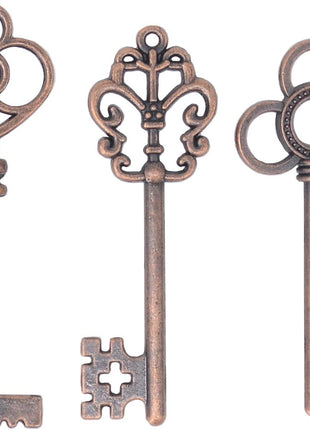 Aokbean Mixed Set of 30 Large Skeleton Keys in Antique Bronze - Set of 30 Keys