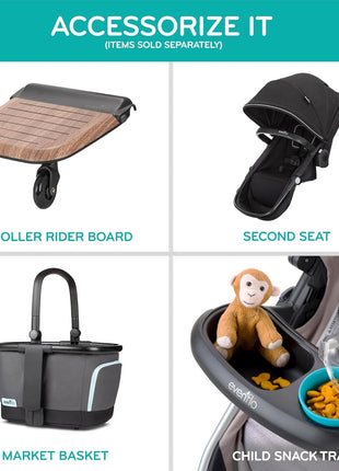 Evenflo Pivot Xpand Modular Travel System with LiteMax Infant Car Seat (Ayrshire Black)