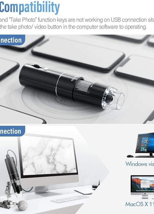 Wireless Digital Microscope, Skybasic 50X-1000X Magnification WiFi Portable Handheld Microscopes with Adjustable Stand HD USB Microscope Camera Compatible with iPhone Android iPad Windows Mac Computer