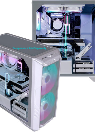 Cooler Master HAF 500 White High Airflow ATX Mid-Tower, Mesh Front Panel, Dual 200mm Customizable ARG Lighting Fans, Rotatable GPU Fan, USB 3.2 Gen 2 Type C and Tempered Glass (H500-WGNN-S00)