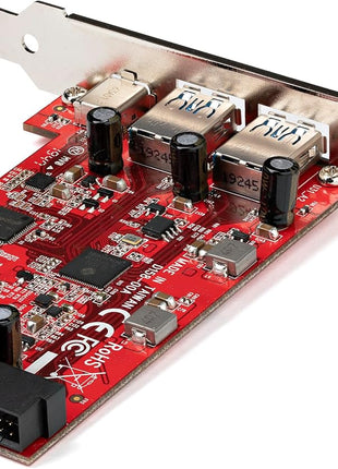 5-Port USB PCIe Card - 10Gbps USB 3.1 Gen 2 PCIe Card w/ 1x USB-C & 2X USB-A - 1x 2 Port IDC (Internal 5Gbps USB Header Expansion) - USB C PCI Express Controller Card