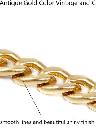 Medium Size Fabulous Metal Shoulder Crossbody Purse Strap Replacement Bag Chain Accessories (18'', Antique Gold)