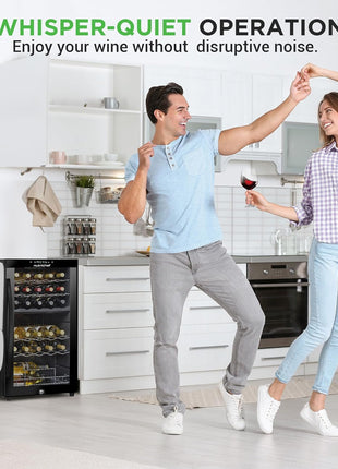 Nutrichef 33 Bottle Wine Fridge | Dual Zone Wine Cooler | Adjustable Temperature Control 41°F to 64°F | Ultra Quiet Operation | Freestanding Wine Chiller for Home & Office | 33x19x17 IN