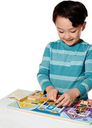 Melissa & Doug Latches Wooden Activity Board - Montessori Busy Board for Preschool Toys, Sensory Toys for Kids, Learning Resources for Ages 3+