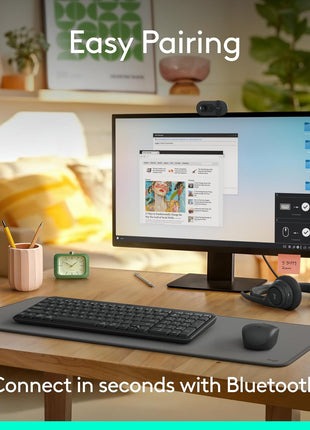 Logitech MK250 Bluetooth Wireless Keyboard and Mouse Combo - Graphite | Bluetooth connection only, compact keyboard with number pad, small ambidextrous M196 mouse with 3 non-customizable buttons