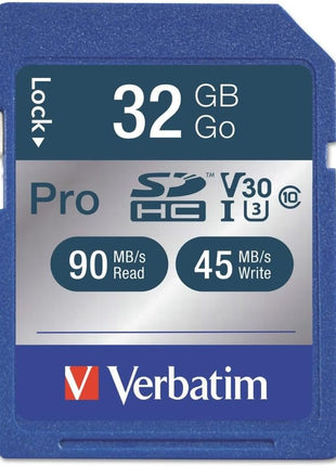 Verbatim 32GB Pro 600X SDHC Memory Card, UHS-1 U3 Class 10-98047