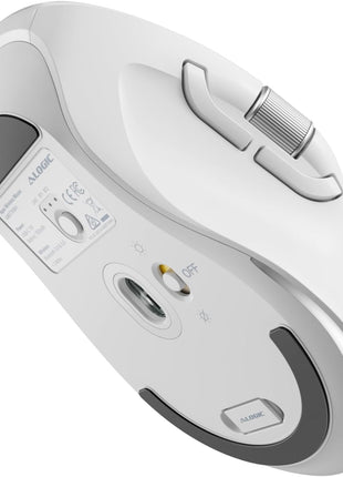 ALOGIC APEX Wireless Performance Mouse, White | Bluetooth/Radio Frequency, 2.40 GHz, Rechargeable, Scroll Wheel, 7 Programmable Buttons, Right-Handed
