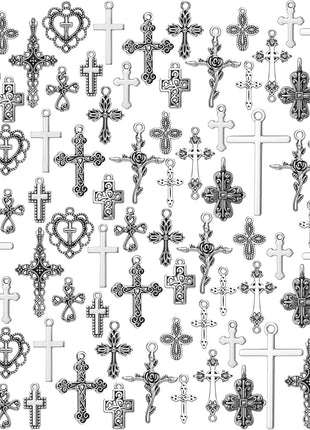 Hicarer 80 Pieces Antique Silver Pendants Charms Pendants Gothic Jewelry Making Accessory for DIY Necklace Bracelet