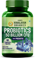 HIMALAYAN ORGANICS Organics Probiotics Supplement 50 Billion CFU 150mg with Prebiotics | 10X Better Digestion Gut Health and Immunity Support | Non-GMO, Gluten-Free - 60 Vegetarian Capsules