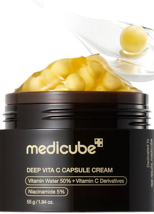 medicube Deep Vitamin C Golden Capsule Face Moisturizer - Liposome Capsules For Wrinkles, Skin Radiance - Transparent Gel for Glow Hydration - Korean Skin Care 1.94 oz