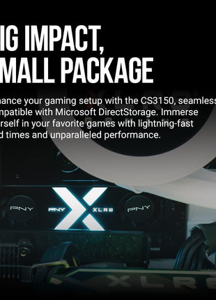 PNY CS3150 XLR8 Gaming Epic-X RGB 1TB PCIe Gen5 x4 NVMe M.2 SSD with RGB Dual Fan Heatsink - Microsoft DirectStorage Compatible – up to 11500 MB/s Read – M280CS3150XHS-1TB-RB