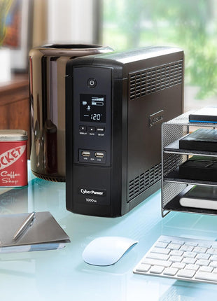 CyberPower BRG1000AVRLCD Intelligent LCD UPS System, 1000VA/600W, 10 Outlets, AVR, Mini-Tower, 5-Year Warranty