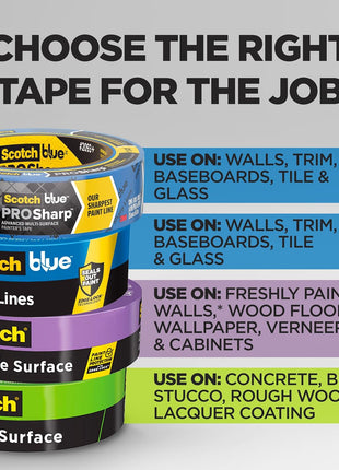 ScotchBlue Original Multi-Surface Painters Tape, 1 Inch Wide (0.94 in. x 60 Yds), 1 Roll, Blue Paint Tape Protects Surfaces and Removes Easily, Masking Tapes for Indoor and Outdoor Use (2090-24NC)