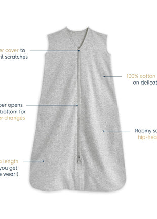 HALO SleepSack, 100% Cotton Wearable Blanket, Swaddle Transition Sleeping Bag, TOG 0.5, Heather Grey, X-Large, 18-24 Months