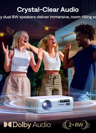 Aurzen EAZZE D1G 4K Supported Google TV Smart Projector with WiFi & Bluetooth, Auto Focus & Keystone, Dolby Audio, Zoom, Movie, Portable Mini Projector for Home & Outdoor Use